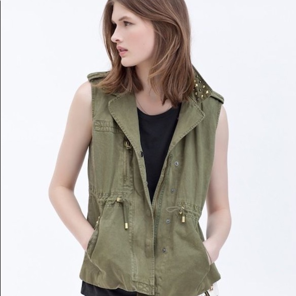 Zara TRF 100% cotton military vest